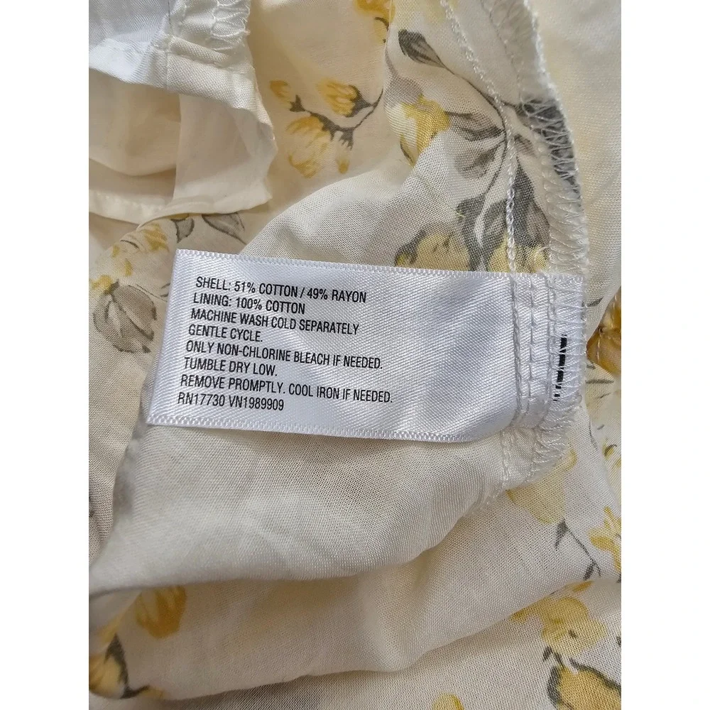 A New Day Womens Floral Midi Skirt White Cotton Blend Casual Size Medium